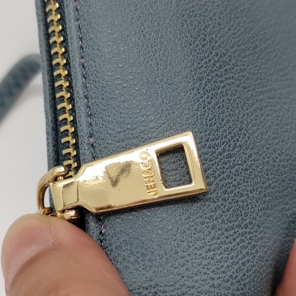 Jen & Co crossbody purse bag blue gold hardware multi pockets Jen&Co adjustable - Picture 7 of 12